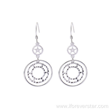 Jewelry Boho Large White CZ 925 Silver Earrings